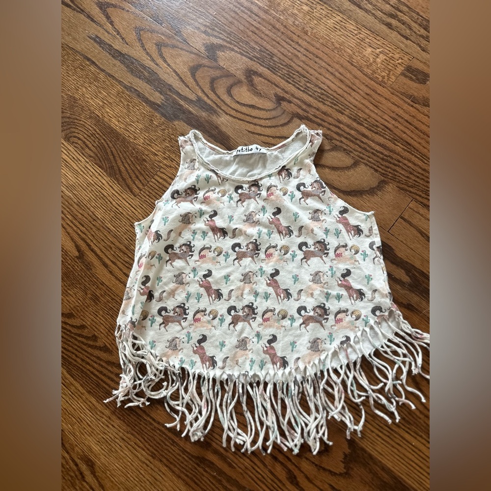 Absolutely Adorable Girls Petitbo Wild Horses Western Fringe Tank/Beach Cover